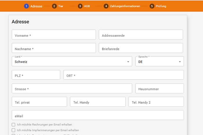 Fiche électronique pour les nouveaux clients
